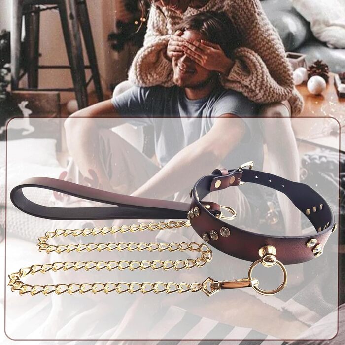 Шкіряне намисто з кільцем O SM, регульоване, для жінок, фетіш, сексуальна іграшка, обмежувач з повідком, ланцюги, дорослі, BDSM, флірт, бондж, шкіряне намисто для пар, жінок, чоловіків (колір: коричневий)