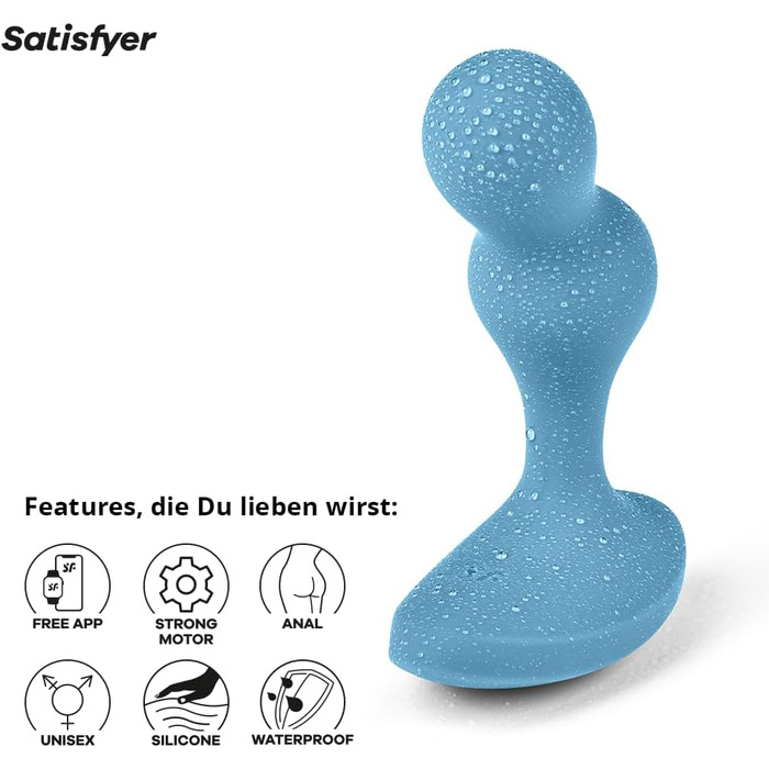 Анальні вібратори Satisfyer Deep Diver Connect App Bluetooth | З керуванням через додаток | Силікон | Водонепроникний IPX7 | Масаж простати для чоловіків та жінок | Компактний та дискретний | З вібрацією | Колір: Синій, Одиничний розмір