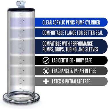 Аксесуари для пеніс-помпи LZYLWC з лазерним гравіюванням розмірів - комплект для апгрейду та заміни, циліндр пеніс-помпи з акрилу для збільшення та ерекції пеніса (A/9 * 1.75inch)