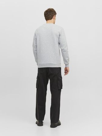 Чоловічий світшот JACK & JONES однотонний, світло-сірий меланж, розмір M