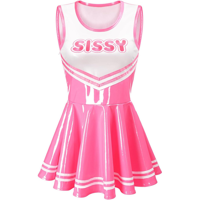 Комбінезон жіночий без рукавів з екошкіри, блискучий, обтислий, металік, рожевий, розмір L