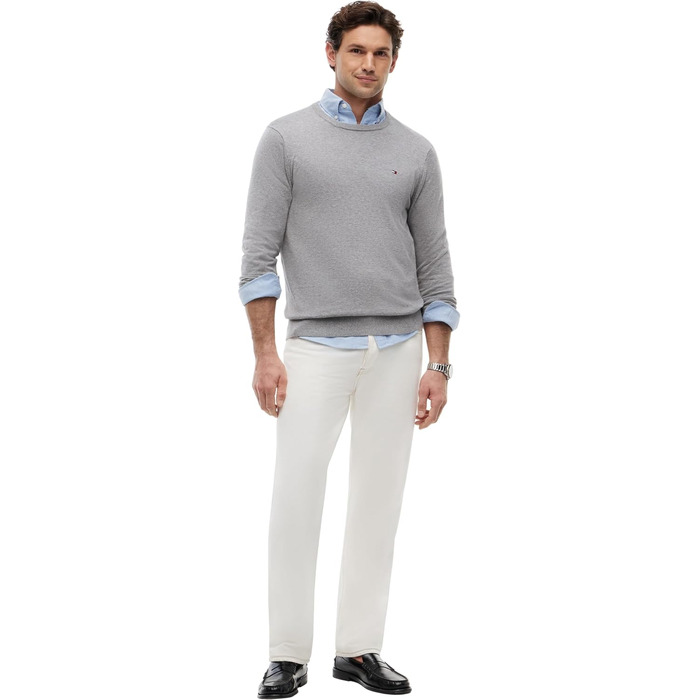 Чоловічий бавовняний джемпер Tommy Hilfiger Essential Cotton Crew Neck сірого кольору (Medium Grey Heather), розмір 3XL