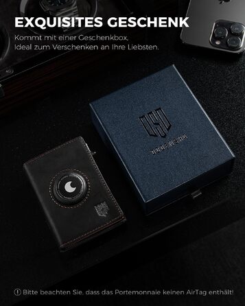 Чоловічий смарт-гаманець DODENSHA MagSnap для AirTag з RFID захистом, відділенням для монет та картхолдером на 10+ карток, чорно-помаранчевий