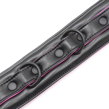 Чорне та рожеве шкіряне намисто для бондіджу та еротики: фетіш-намисто-рабське підв'язування з мотузкою