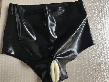 Латексні шорти сексуальної білизни з анальним конденсатом для косплею, чорні (L), 1 шт.
