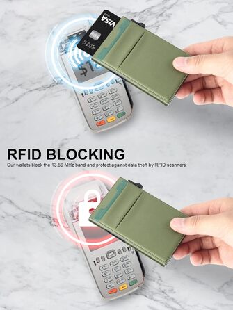 Мінімалістичний RFID гаманець-картхолдер TOYFID з Pop-up механізмом та відділенням для монет, зелений