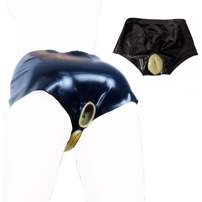 Штани латексні ALMYMM для жінок, сексуальна білизна з анатомічною вставкою, чорний колір, універсальний розмір