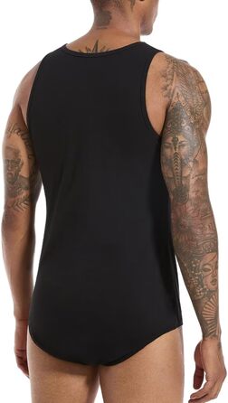 Чоловічий безрукавний боді-піжама Landofgenie з бавовни, чорний, розмір M