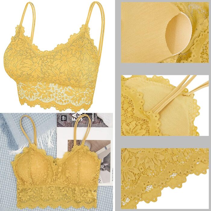 Трусики-бра бюстгальтери Duufin з мереживом, 5 шт., кольори: рожевий, сірий, чорний, бежевий, білий (S-M)