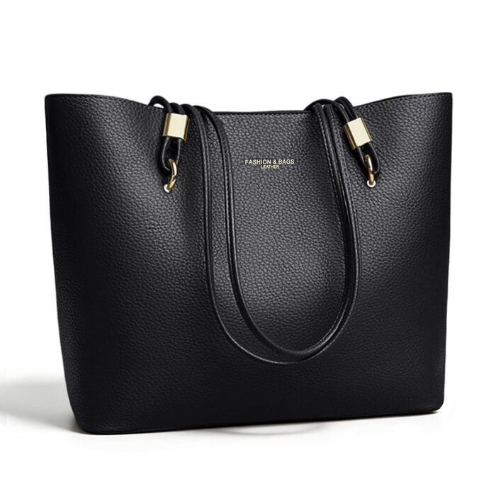 Жіноча велика сумка-шопер чорного кольору, класична сумка з ручками Tote Bag