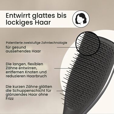 Щітка для волосся Tangle Teezer Ultimate Detangler для вологого та сухого волосся всіх типів, розплутувальна з дворівневими щетинками, Midnight Silver