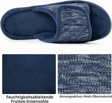 Чоловічі домашні капці-шльопанці RockDove з ефектом пам'яті (Memory Foam), регульовані, сині, розмір 44/45 EU