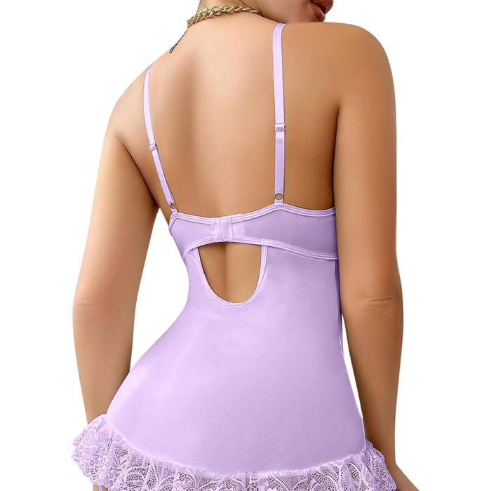 Сексуальний жіночий комплект білизни з мереживом: боді з глибоким вирізом, поясом-стріжкою, бандаж, під піджак, мереживний бюстгальтер та мереживні панчохи (Lila, L)