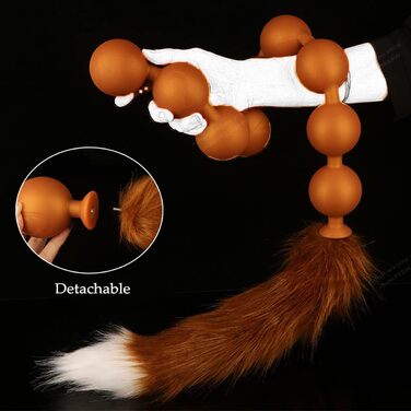 Анальні кульки з силікону JFRong з хутровим хвостиком, пара для анального сексу, вагінальні іграшки для пар, SM-іграшки, золотий колір (Φ 4.5cm)