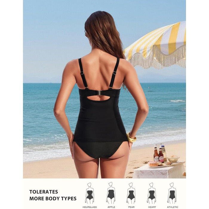 Tankini топ Hanna Nikole з контролем живота, принт 'Brutknoten', чорно-білий, XXL