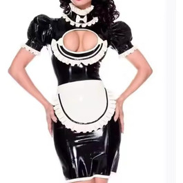 Костюм горничної з латексу LIXIAAOOKWEDG, чорний, для косплею та гри