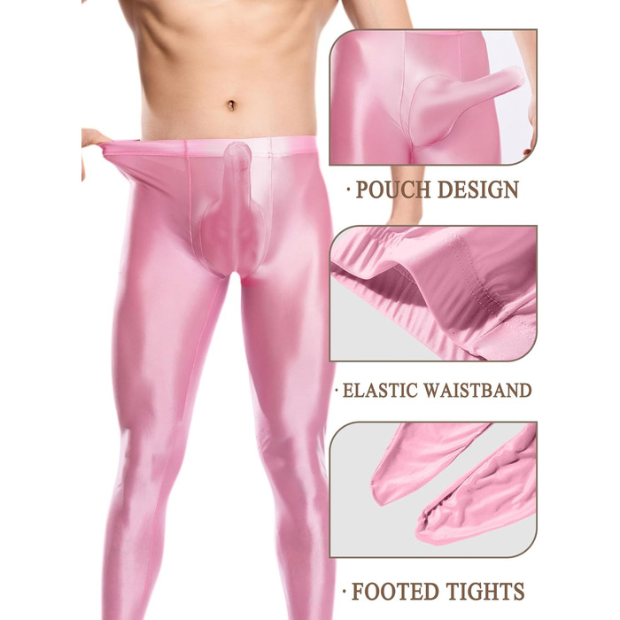 Легінси чоловічі сексуальні, мереживні, з підтяжками, з вирізом, штанні, прозорі колготки (Рожевий, L)