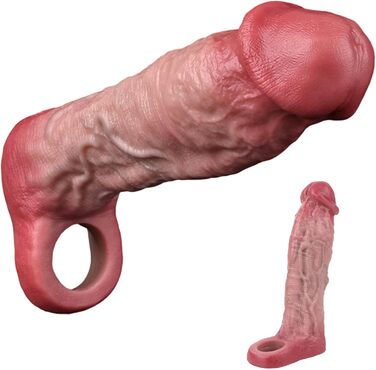 Реалістичний пеніс-чохол з кільцем для яєчок з рідкого силікону - секс-іграшка для чоловіків, збільшення та подовження, для пар