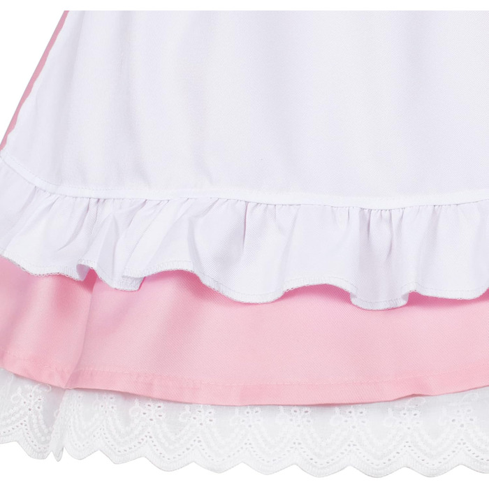 Костюм для косплею в стилі Аніме Лоліта, Французька служниця, Комплект з 6 предметів (Спідниця, рукавички, головний убір, шкарпетки), Синій (S, Рожево-червоний)