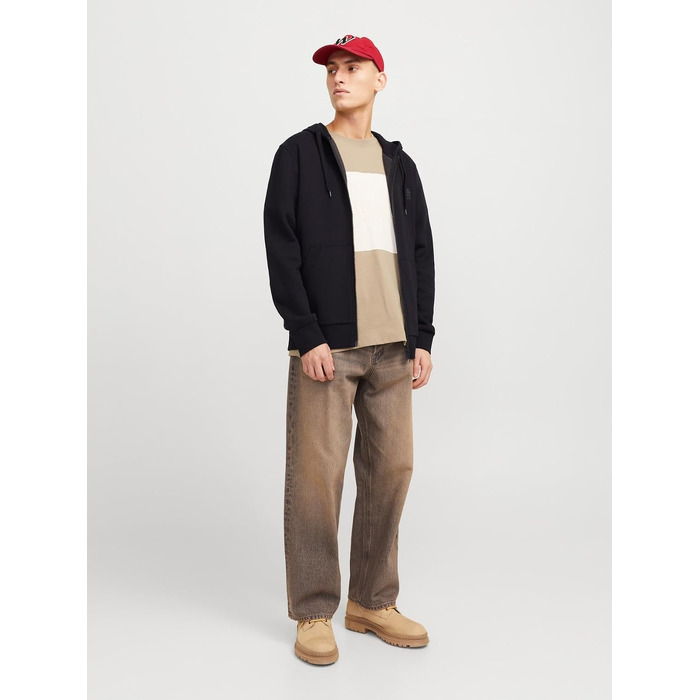 Чоловіча толстовка-худі на блискавці Jack & Jones Jjecorp Logo Sweat Zip Hood, чорна, розмір L