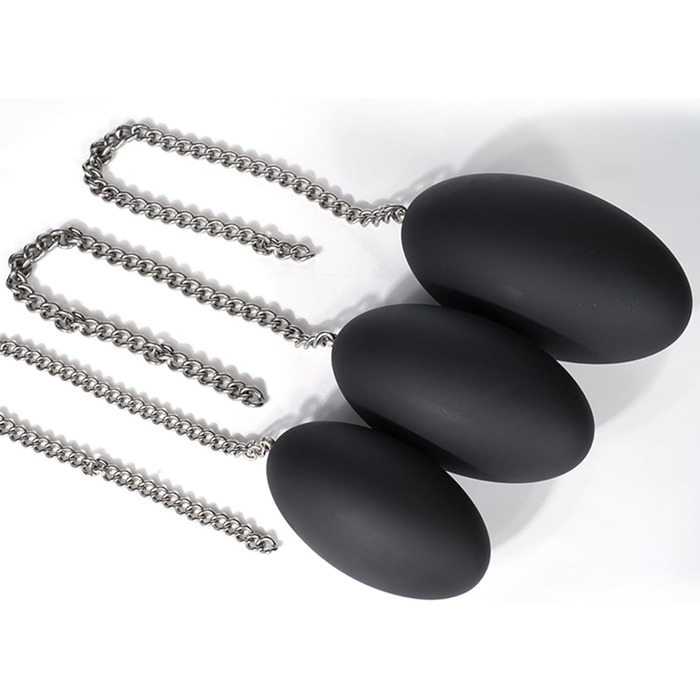 Анальний плаг з нержавіючої сталі з ланцюжком, анальний м'яч, кулі для ануса, великі овальні анальні плаги, анальні кулі трьох розмірів, анальний дилататор з великим анальним м'ячем. Іграшки для дорослих для чоловіків та жінок (M)