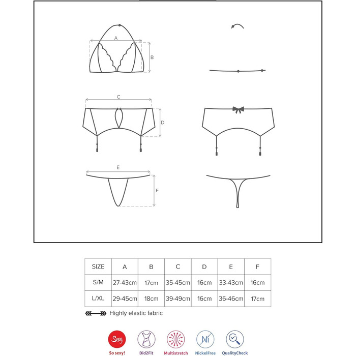 Бюстгальтер Obsessive M819 (S-M, чорний, на бретелях)
