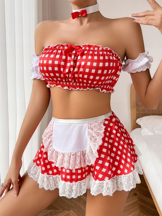 Еротичний костюм покоївниці Maid Dress, червоний, р. S