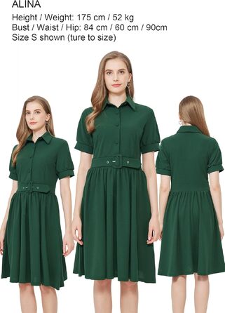 Сукня Rockabilly AXOE 50-х років вінтажна А-силуету з поясом та ґудзиками, темно-зелена, розмір 4XL, для вечірки та на кожен день