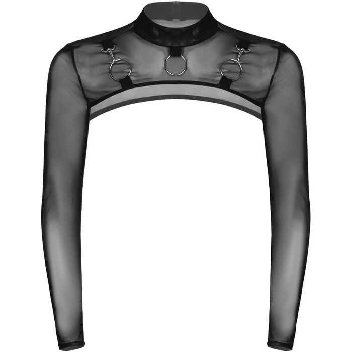 Чоловіча прозора мотоодійна футболка з довгим рукавом, виріз O-Ring, сітчаста напівкроп-футболка для вечірок та клубів