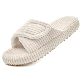 Жіночі домашні капці Coswind з ефектом пам'яті (Memory Foam), відкритий носок, вельветові пантофлі, бежеві, розмір 39/40 EU