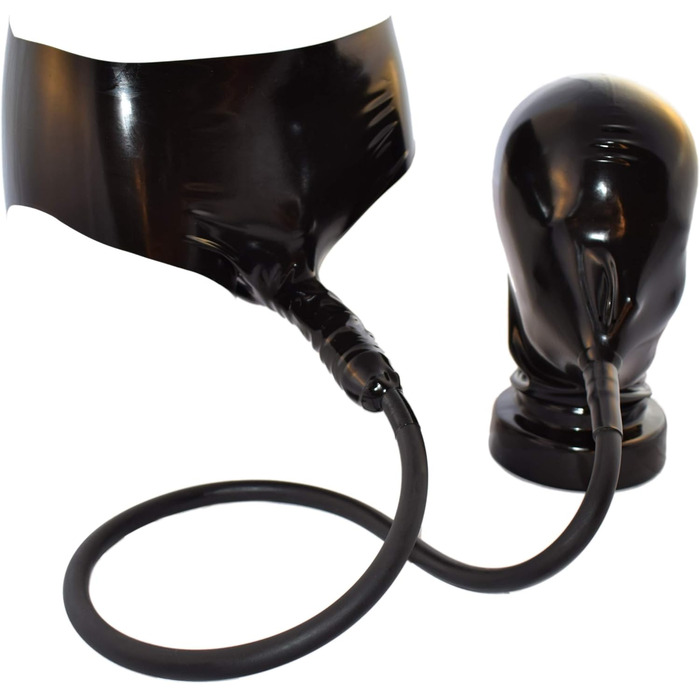 Латексні шорти Slip Rubberfashion з пеніс-кавери та маска - чорний латекс для чоловіків, 0.4 мм