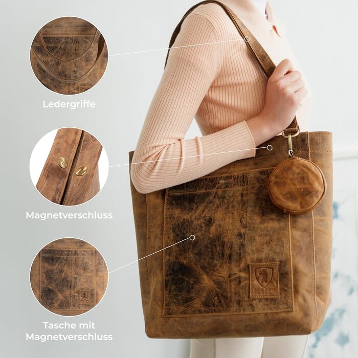 Жіноча шкіряна сумка-шопер Berliner Bags Vintage Shopper Seville, горіховий колір (Walnut)