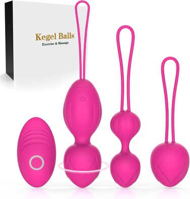 Тренування м'язів тазового дна для жінок з пультом дистанційного керування - медичний силікон, м'ячики для контролю сечовипускання та вправ для тазового дна (рожевий)