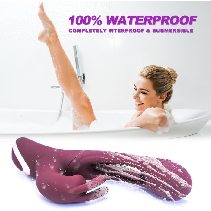 JFRong 3-в-1 Вібратор Кролик: Dildo, Вібратор для жінок, G-точка, Анальний вібратор, 10 режимів, Водостійкий, Червоний