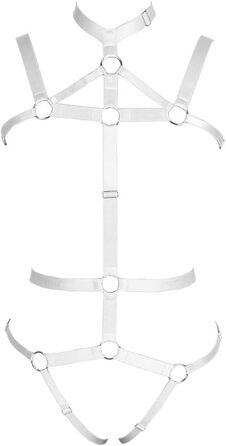 Жіночий комплект корсет, стрінги та пояс: еластичний топ з вирізами для фотосесій, танців, карнавалу в стилі панк-готика (білий)