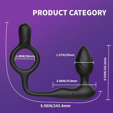 Вібратор для анусу ChicLSQ з кільцем для пеніса та стимуляцією простати. Анальний плаг з пультом керування, 9 режимів вібрації. Секс-іграшки для чоловіків та пар.