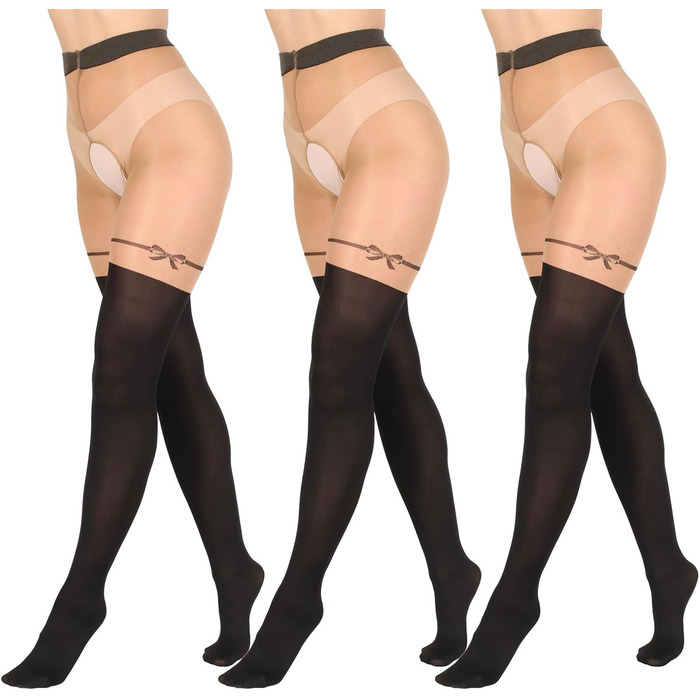 Чулки BANANALU 20 Den Overknee з відкритим кроком (3 шт., Daino/Nero)