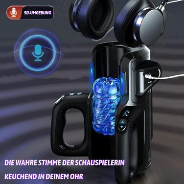 Електричний мастурбатор з тримачем для телефону, 10 режимів, телескопічна функція, силіконовий чохол (2 шт.)