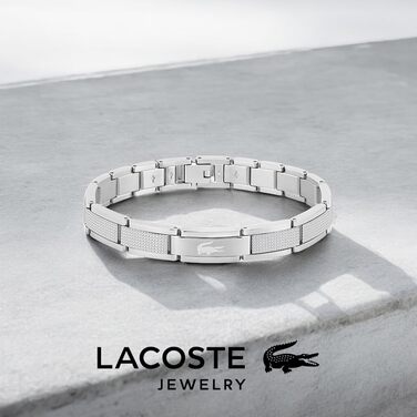 Чоловічий браслет Lacoste STENCIL зі сталі зі сріблястим покриттям та застібкою-карабіном