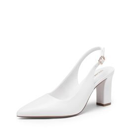 Жіночі туфлі-човники Dream Pairs на підборах з відкритою п'ятою (slingback), білі, розмір 39 EU