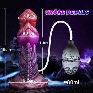 Силіконовий дildo-дракон зі спреєм, 19 см, анальний плаг для жінок та чоловіків