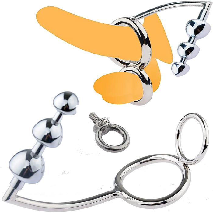 Кільце для пеніса з нержавіючої сталі, роздільник пеніса та яєчок з анальним гачком, для чоловіків, BDSM, фетиш, анальний плагін, кільце для яєчок, 40 мм