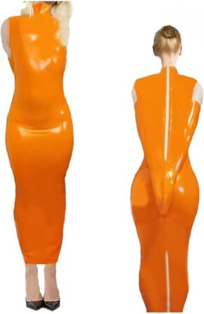 Комбінезон з латексу DDINGHOONQPODFR для жінок, фетиш-костюм, обгортання стегон для чоловіків, довгі рукави, XS, оранжевий
