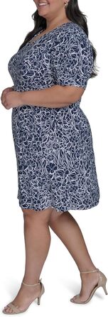 Сукня міні Tommy Hilfiger з рукавами-буфи, V-подібним вирізом, великий розмір (46) - Sky Captain/Бежевий
