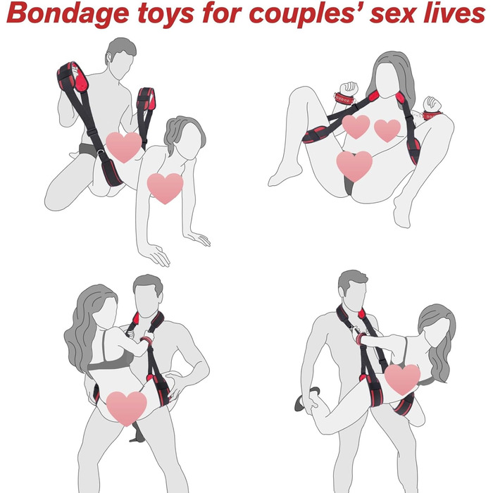 Набір для БДСМ: фетрінг ніг, наручники та інші аксесуари для пар (темно-червоний)