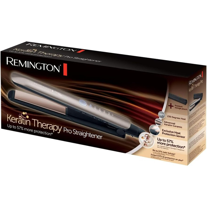 Професійний випрямляч для волосся Remington Keratin Protect S8593 з керамічним покриттям, мигдальною олією та цифровим дисплеєм (160-230°C)