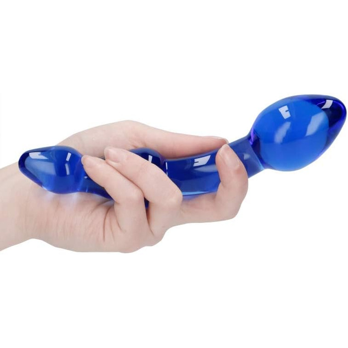 Дильдо Shots Chrystalino з боросилікатного скла, блакитний, 15 см