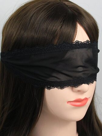 Маска для очей Quizzhe з мереживом - сексуальна маска для сну, косплей, Хелловін, Валентинка (чорна)