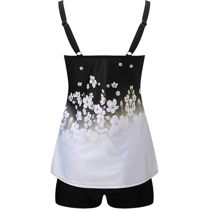 Tankini жіночий з ефектом корекції фігури, пуш-ап, великий розмір, білий - купальник роздільний для плавання та пляжу