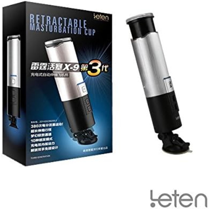 Leten X-9 Телескопічний мастурбатор, 700 г, Чорний - Срібний
